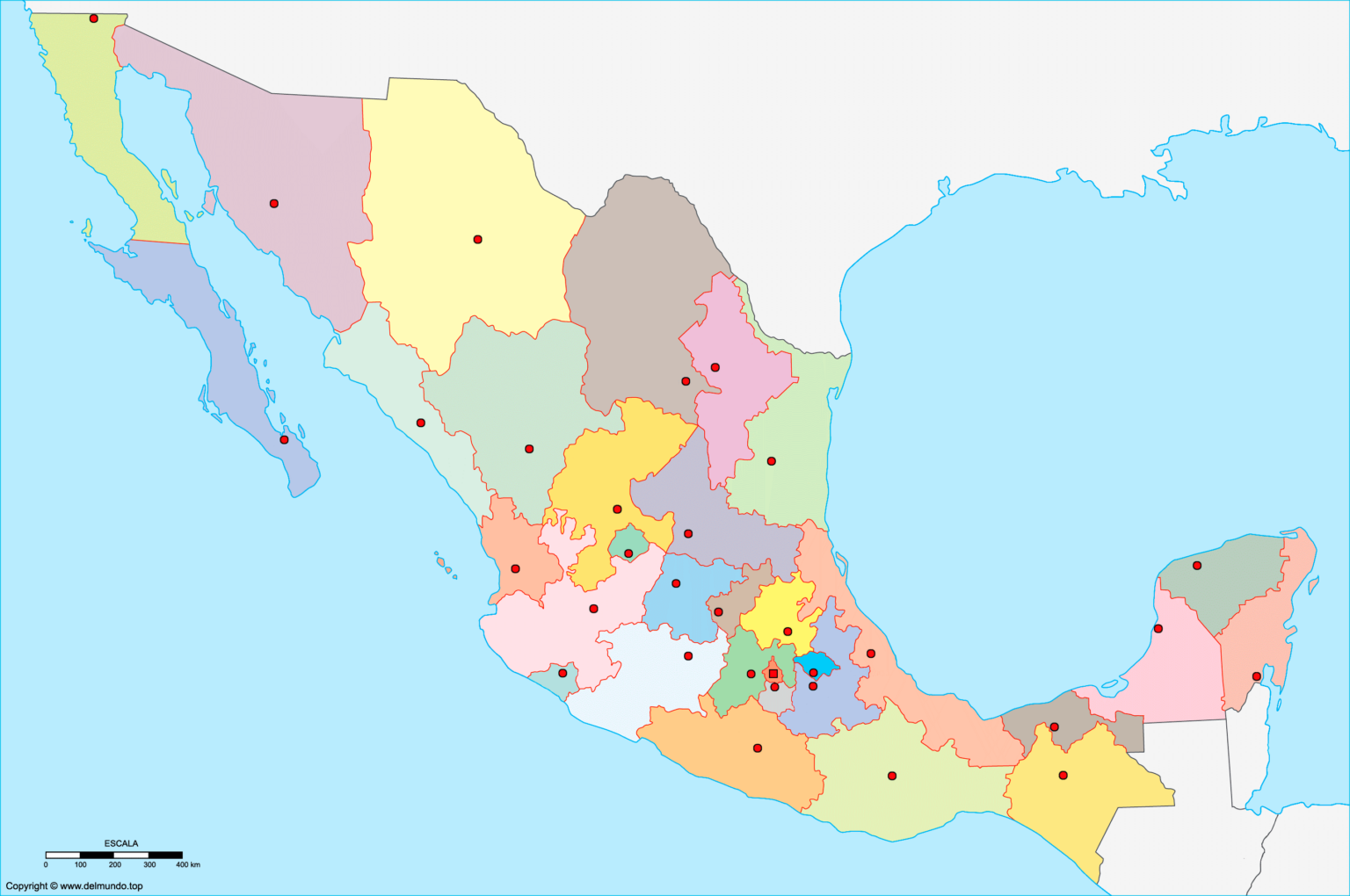 Mapa De M Xico Estados Capitales Y Ciudades Divisi N Pol Tica