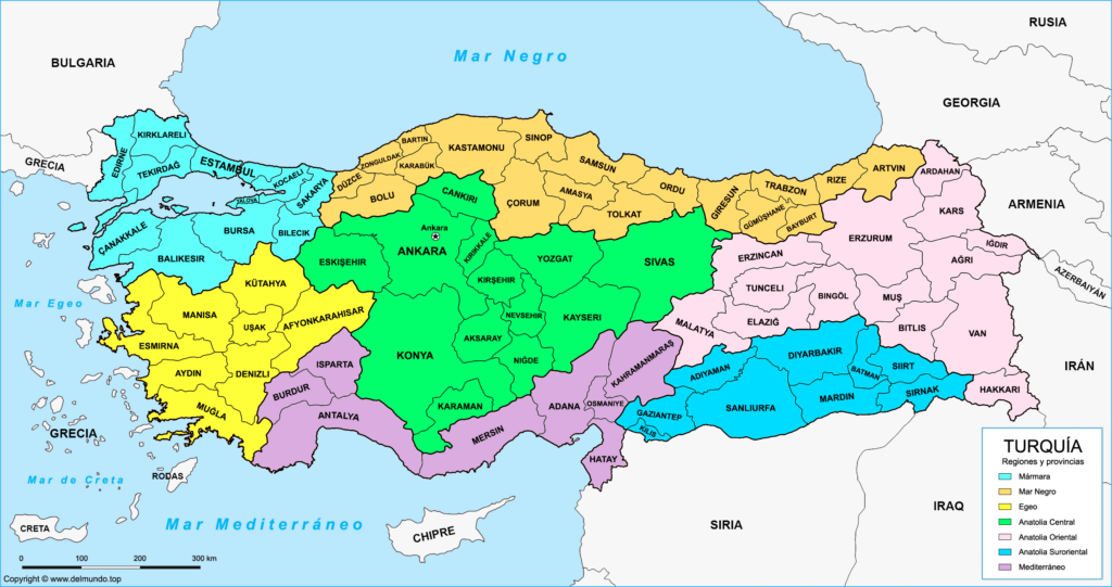 Mapa De Turqu A Provincias Y Ciudades Pol Tico Y F Sico