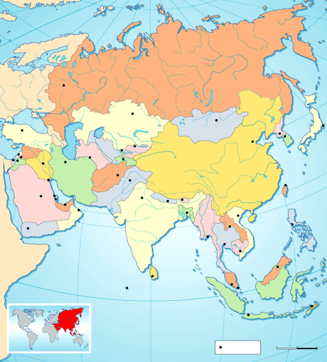 mapa de asia político y físico mudo y con nombres países