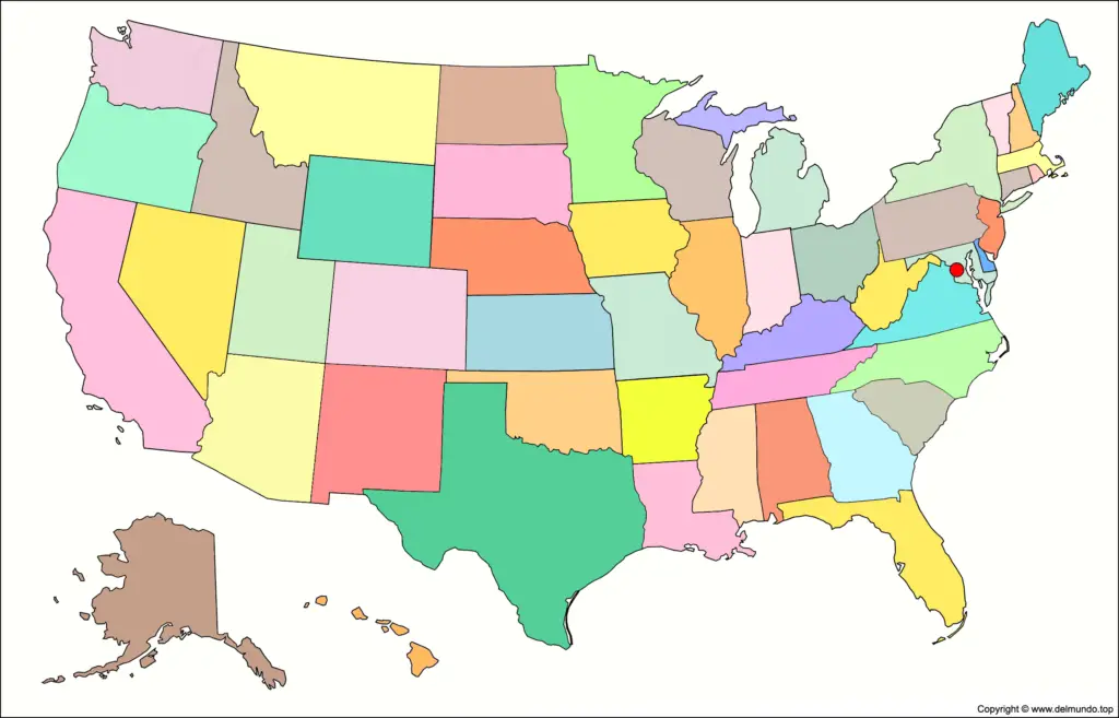 Mapa de Estados Unidos sin nombres