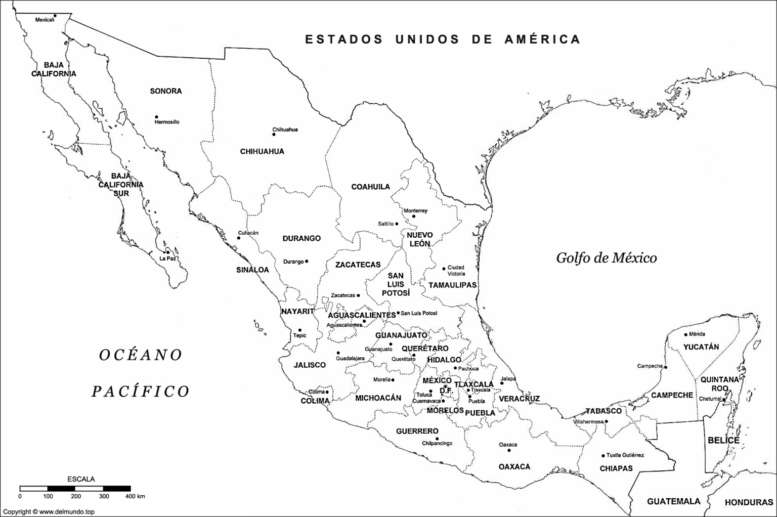 Mapa De M Xico Estados Capitales Y Ciudades Divisi N Pol Tica