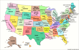 Mapa De Estados Unidos Estados Y Capitales Pol Tico Y F Sico