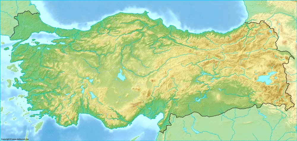 Mapa de los ríos y montañas de Turquía