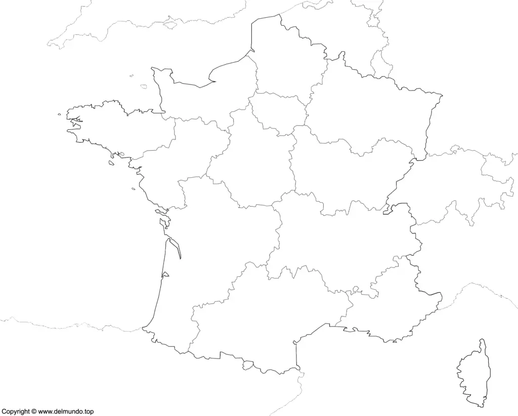 Mapa de Francia en blanco
